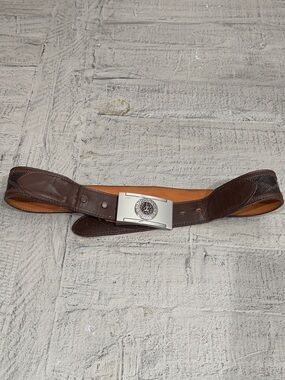 Nacona Classic Brown Leather Men's Belt with Decorative Buckle 32